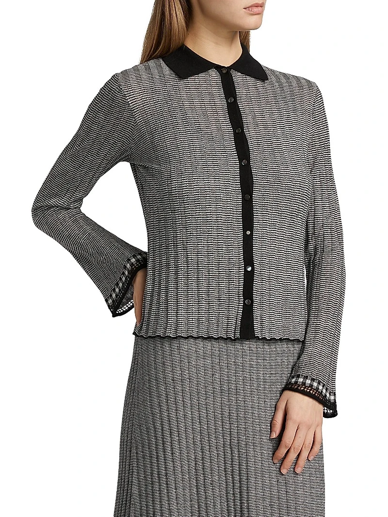Striped Silk-Linen Cardigan