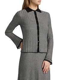 Striped Silk-Linen Cardigan
