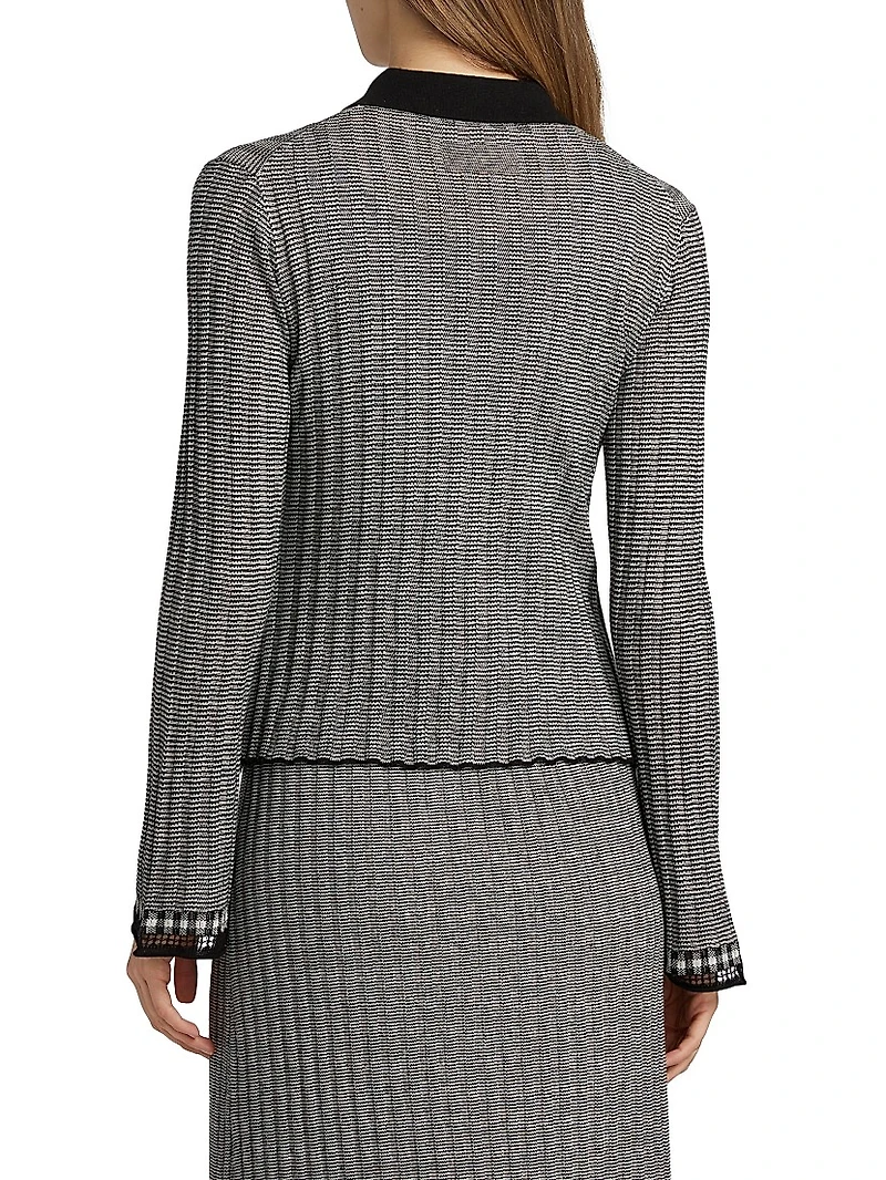 Striped Silk-Linen Cardigan