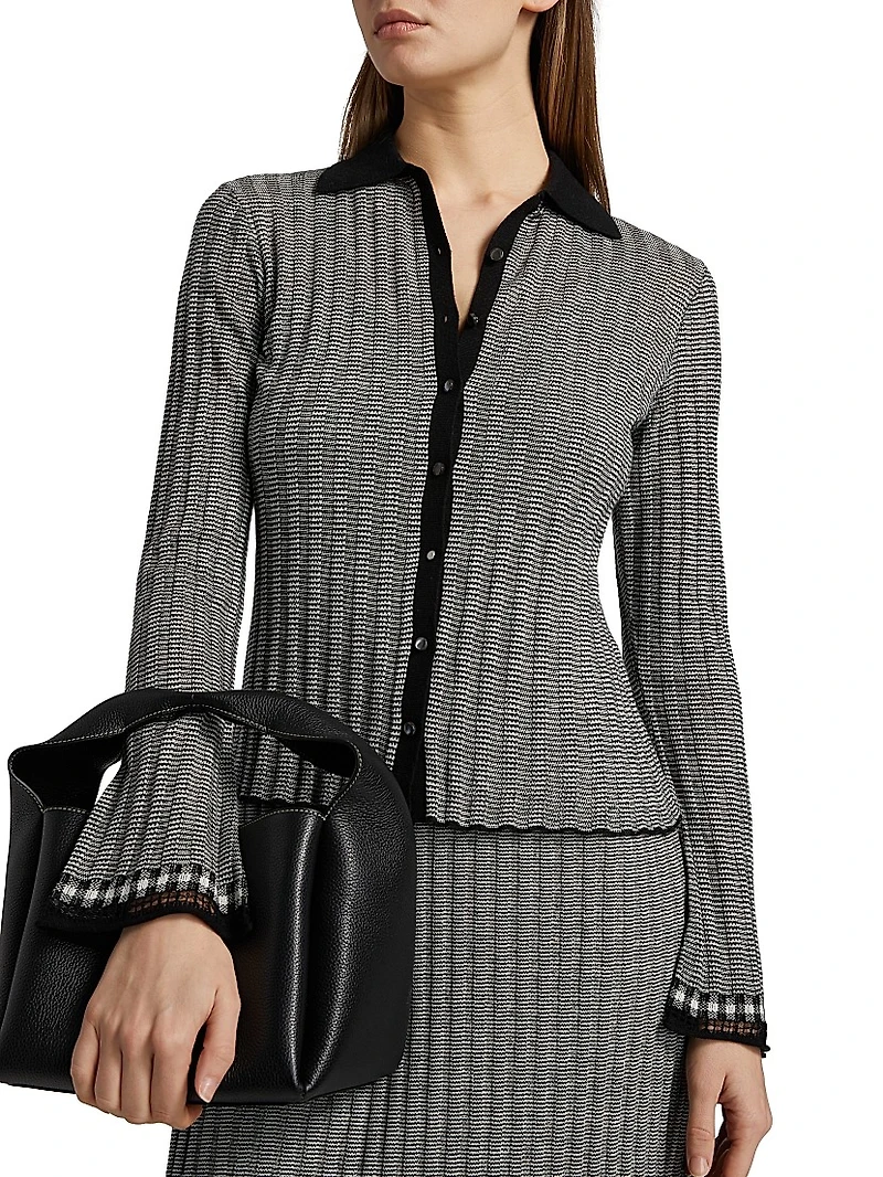 Striped Silk-Linen Cardigan