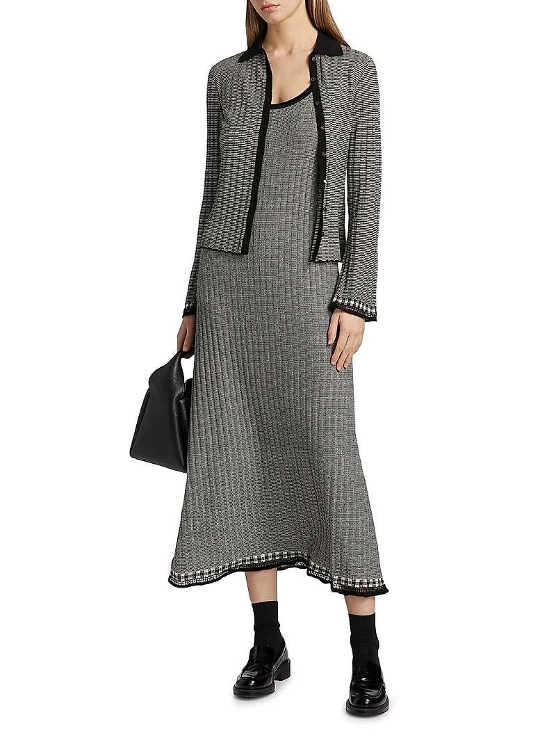 Striped Silk-Linen Cardigan