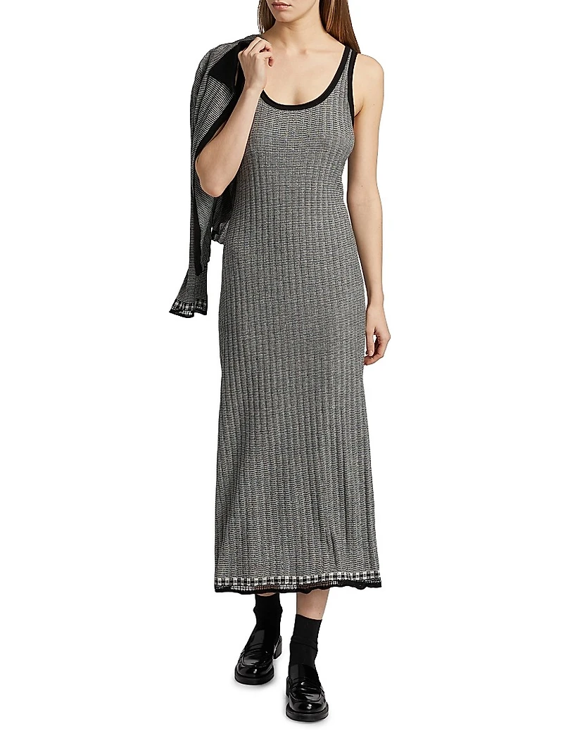 Fine Striped Silk-Linen Maxi Dress