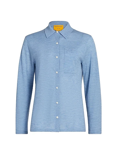 Showtime Cashmere Knit Button-Front Shirt