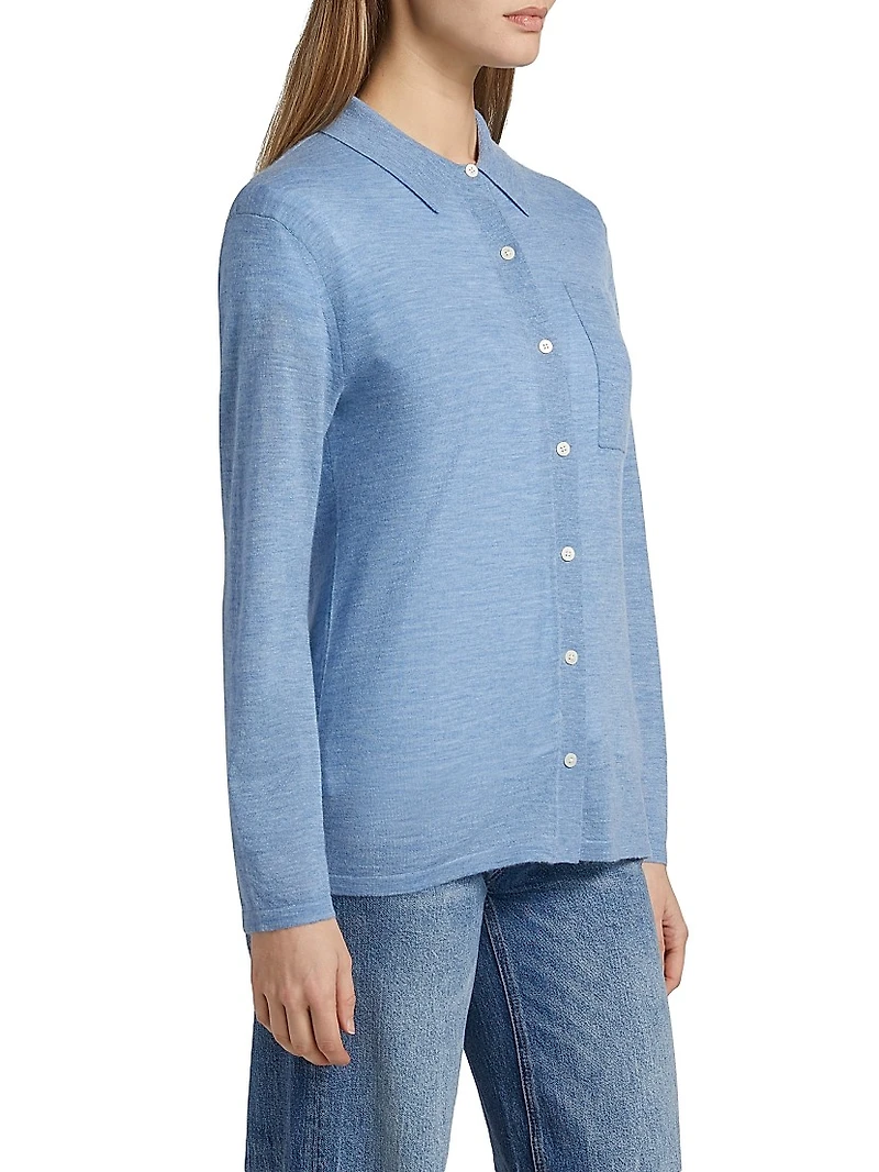 Showtime Cashmere Knit Button-Front Shirt