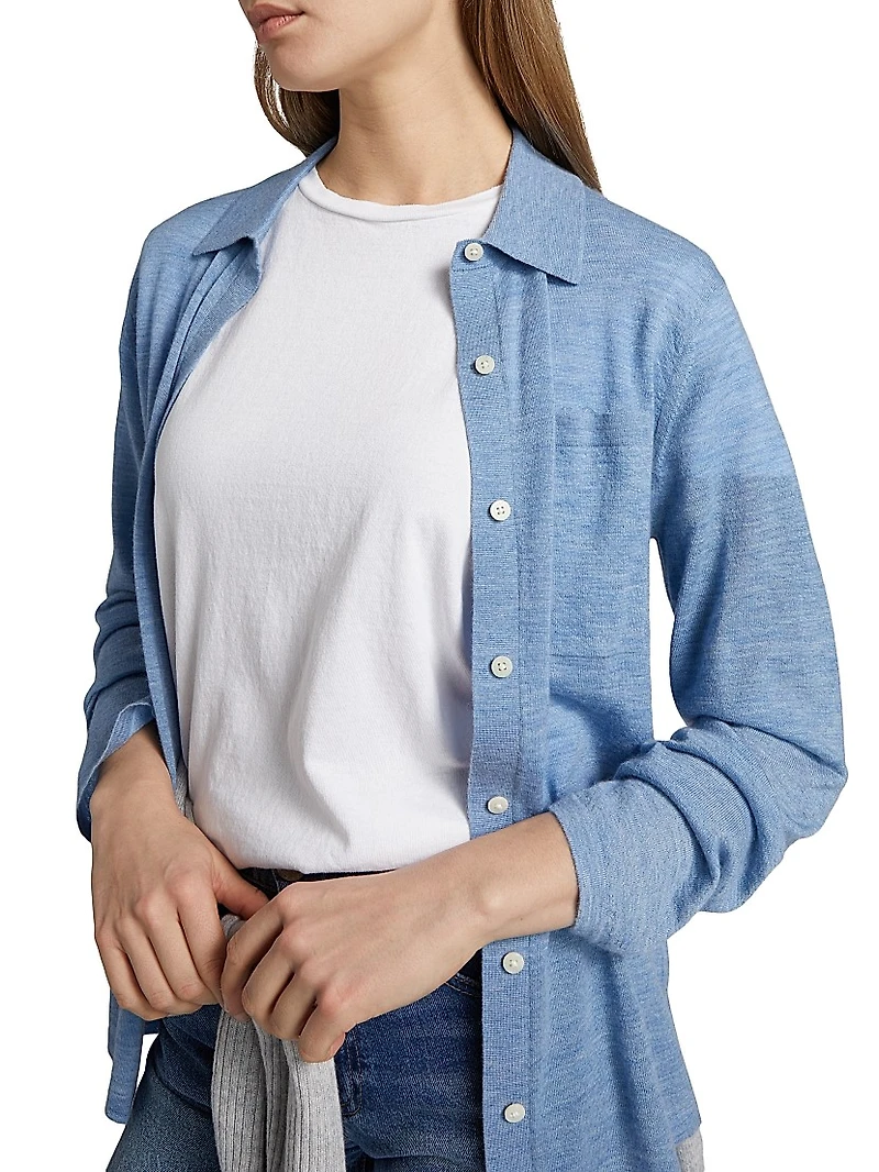 Showtime Cashmere Knit Button-Front Shirt