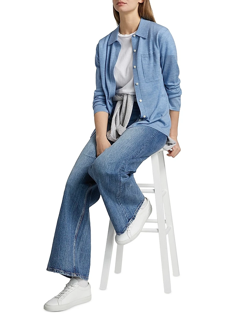 Showtime Cashmere Knit Button-Front Shirt