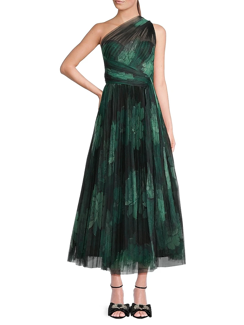 Philippa One-Shouler Tea-Length Gown