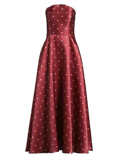 Victoria Polka Dot Strapless Gown