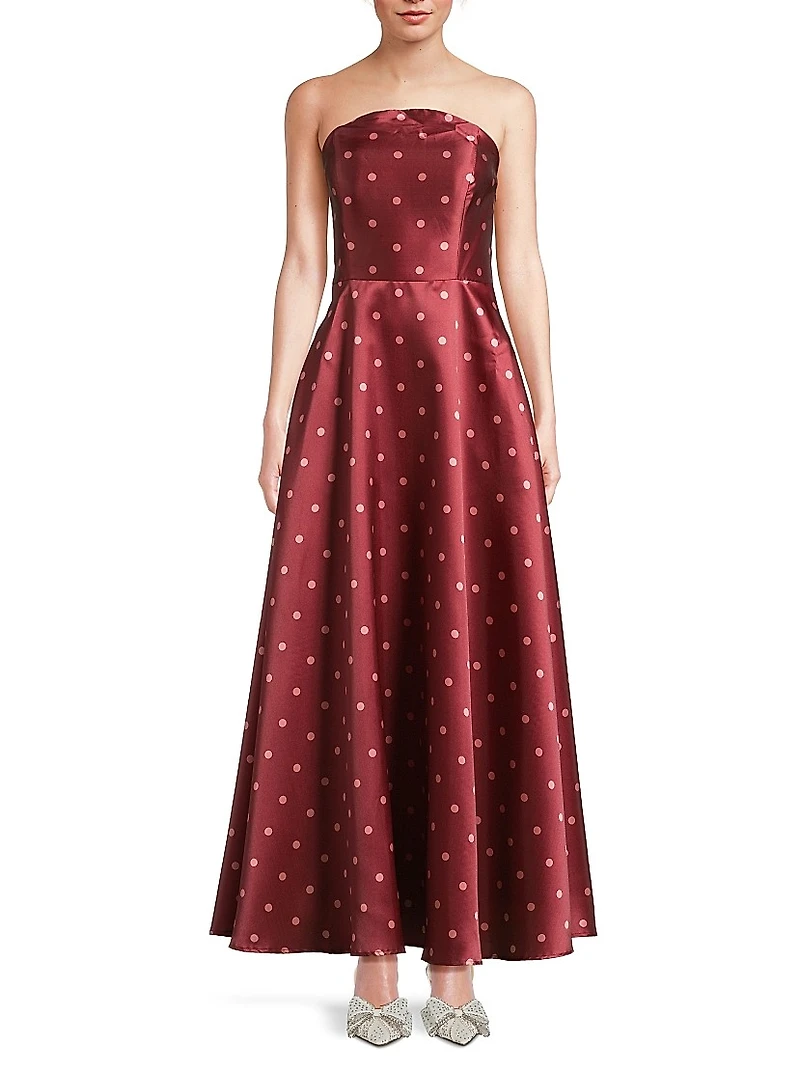 Victoria Polka Dot Strapless Gown