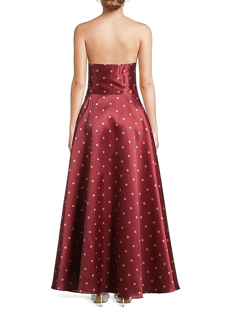 Victoria Polka Dot Strapless Gown