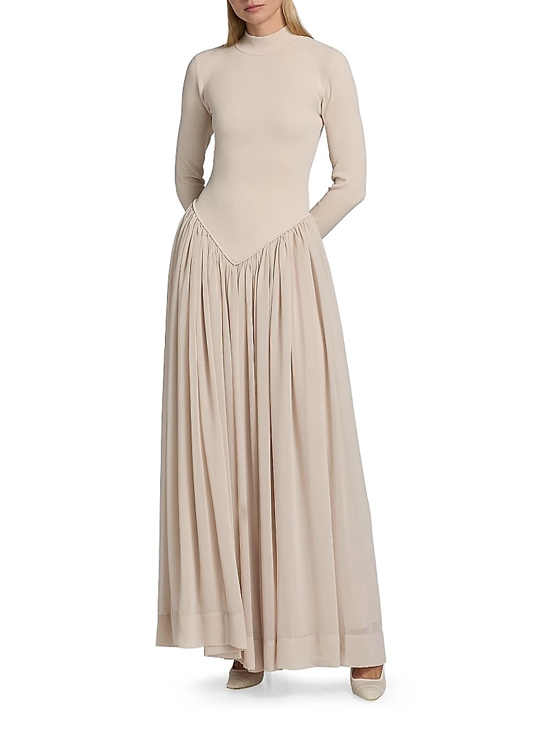 Speck Knit Long-Sleeve Maxi Dress