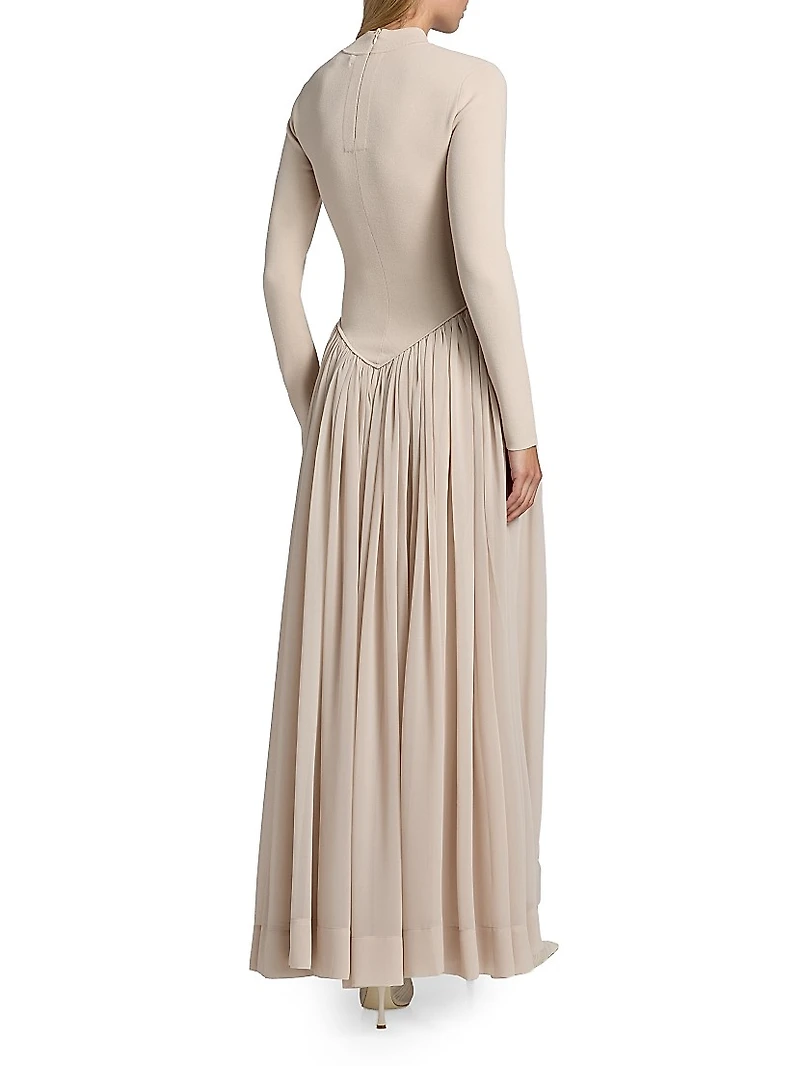 Speck Knit Long-Sleeve Maxi Dress