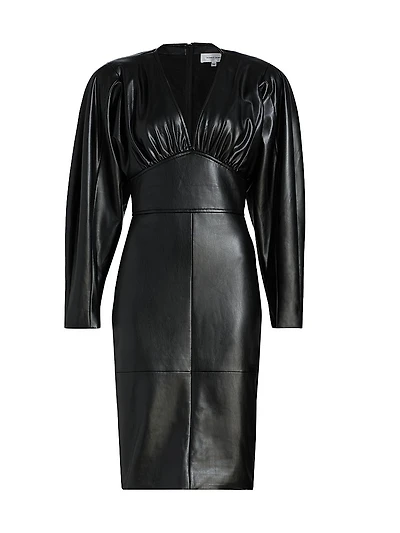 Cindie Faux-Leather Knee-Length Dress