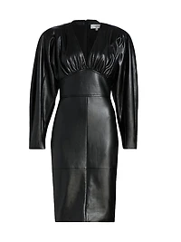 Cindie Faux-Leather Knee-Length Dress