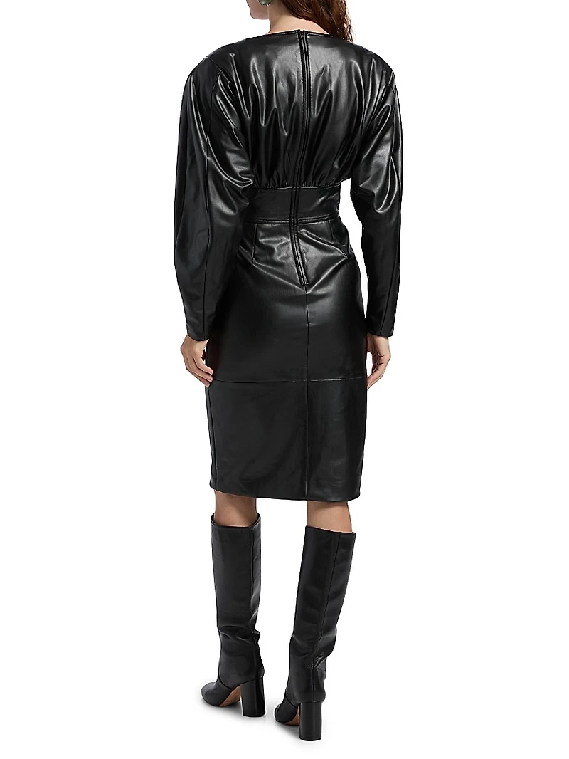 Cindie Faux-Leather Knee-Length Dress
