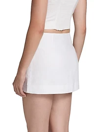 Ren Embroidered Linen A-Line Miniskirt