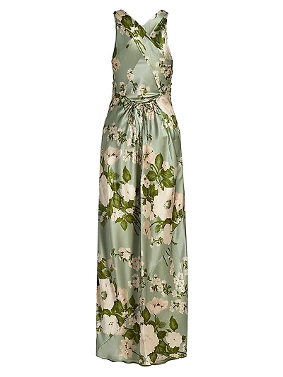 Anaiis Silk Floral Column Gown