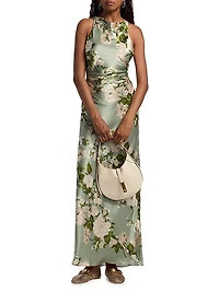 Anaiis Silk Floral Column Gown