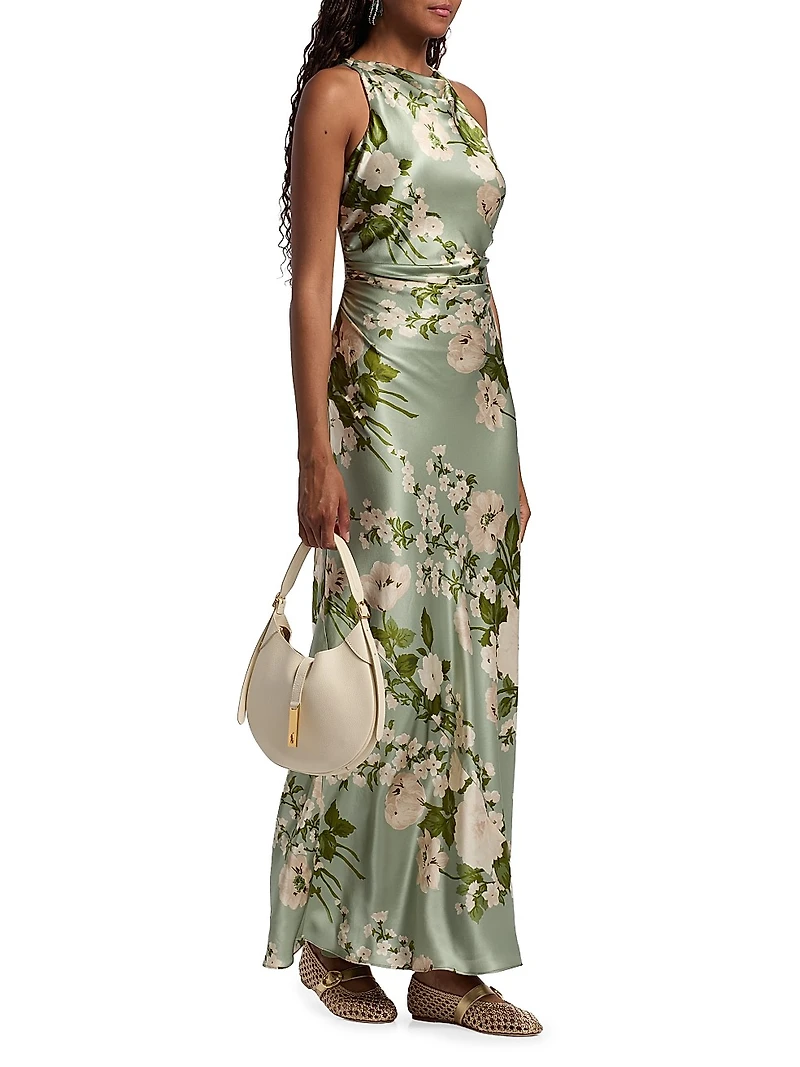 Anaiis Silk Floral Column Gown