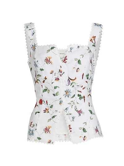 Viola Lace-Trim Linen Top