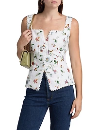 Viola Lace-Trim Linen Top