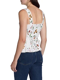 Viola Lace-Trim Linen Top