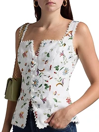 Viola Lace-Trim Linen Top