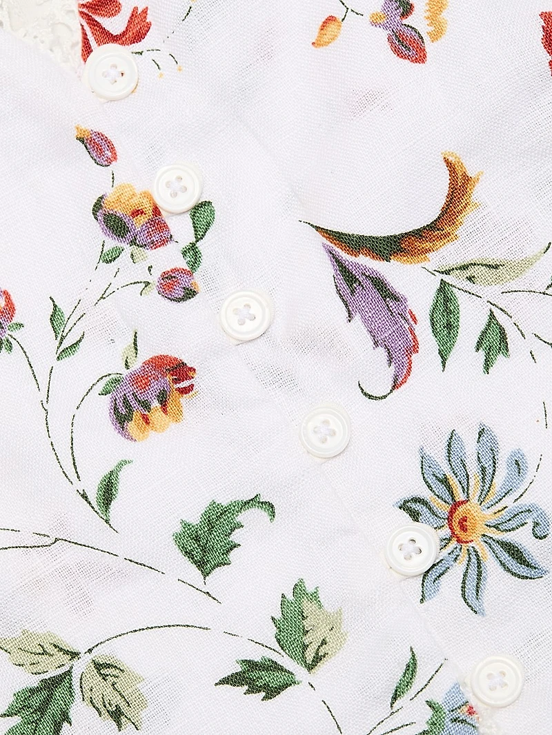 Viola Lace-Trim Linen Top