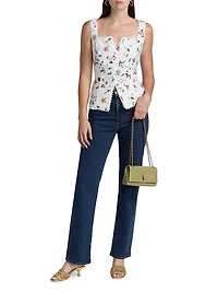 Viola Lace-Trim Linen Top