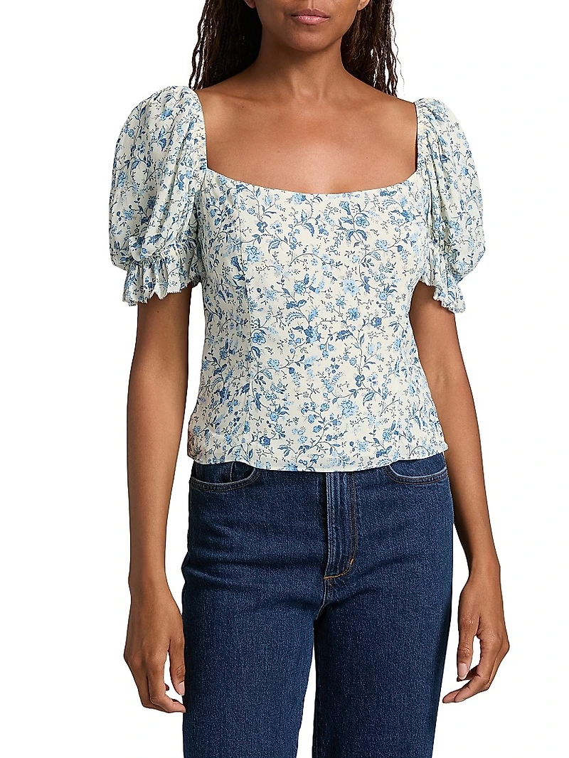Marin Floral Puff-Sleeve Top
