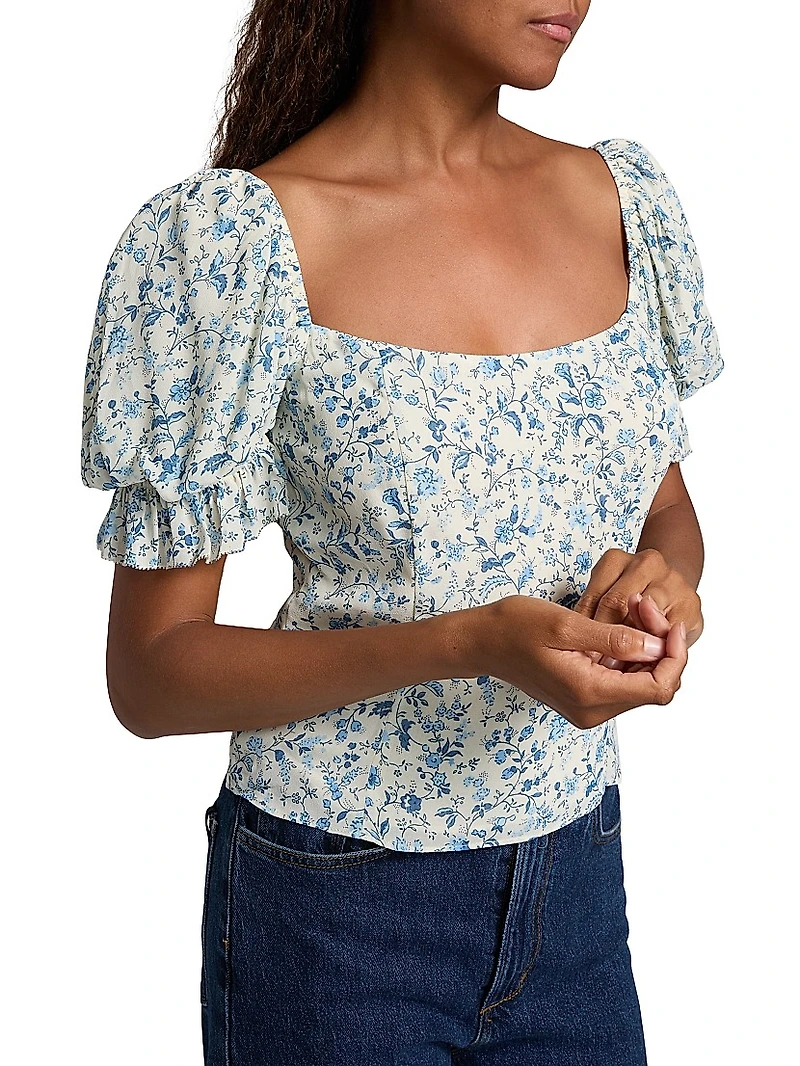 Marin Floral Puff-Sleeve Top