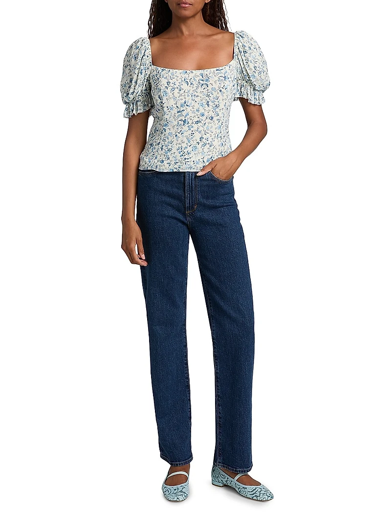 Marin Floral Puff-Sleeve Top