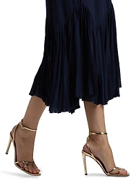 Salvia Pleated Ruffle Midi-Dress