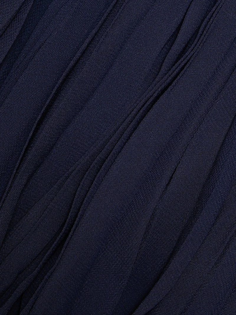 Salvia Pleated Ruffle Midi-Dress