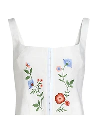 Juliet Floral Embroidered Linen Top