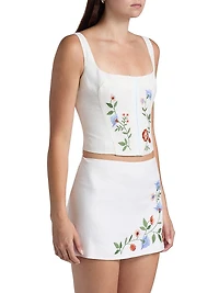 Juliet Floral Embroidered Linen Top