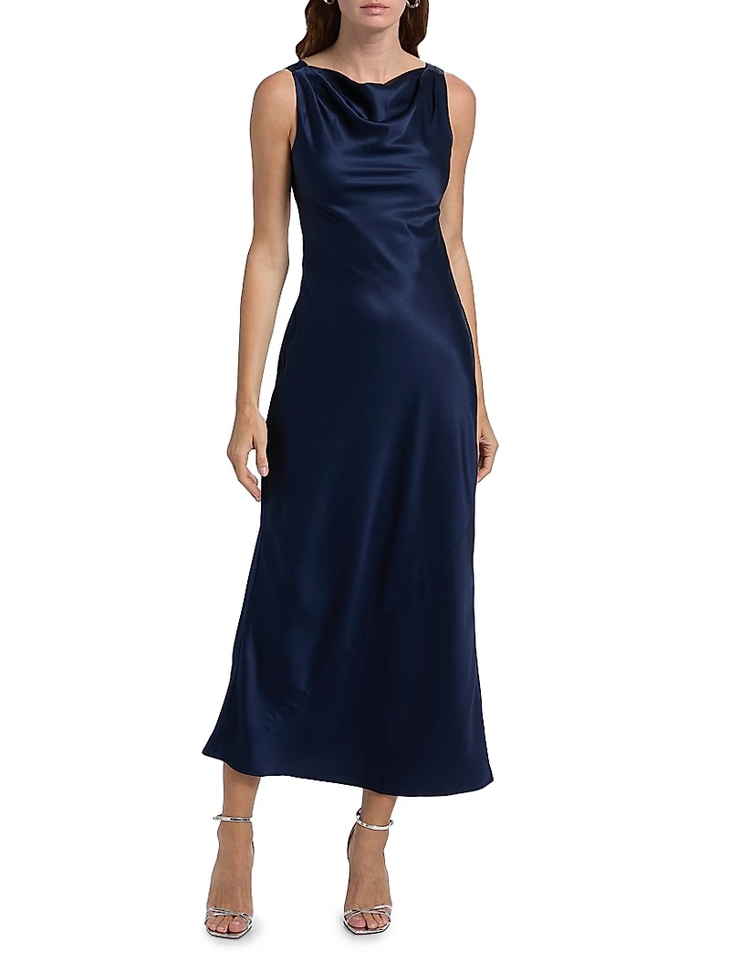 Corey Satin Midi-Dress