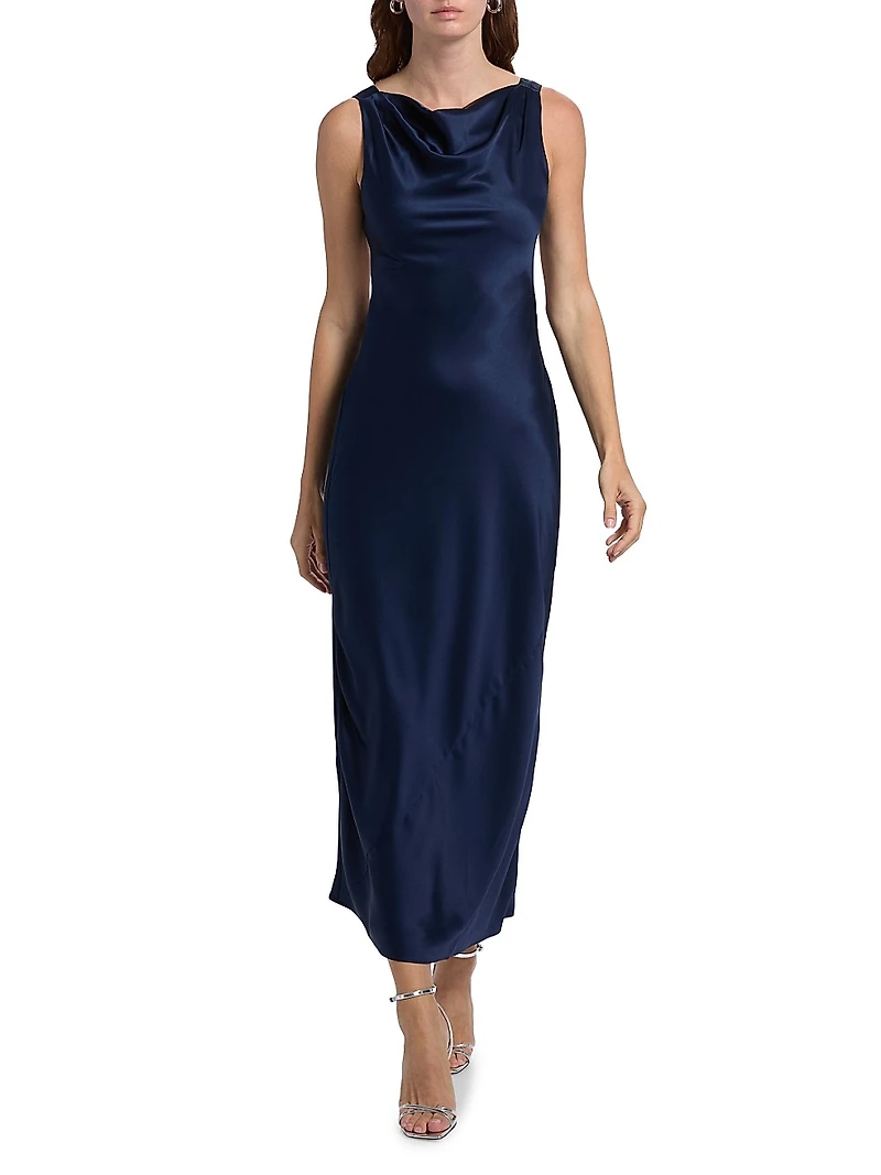 Corey Satin Midi-Dress