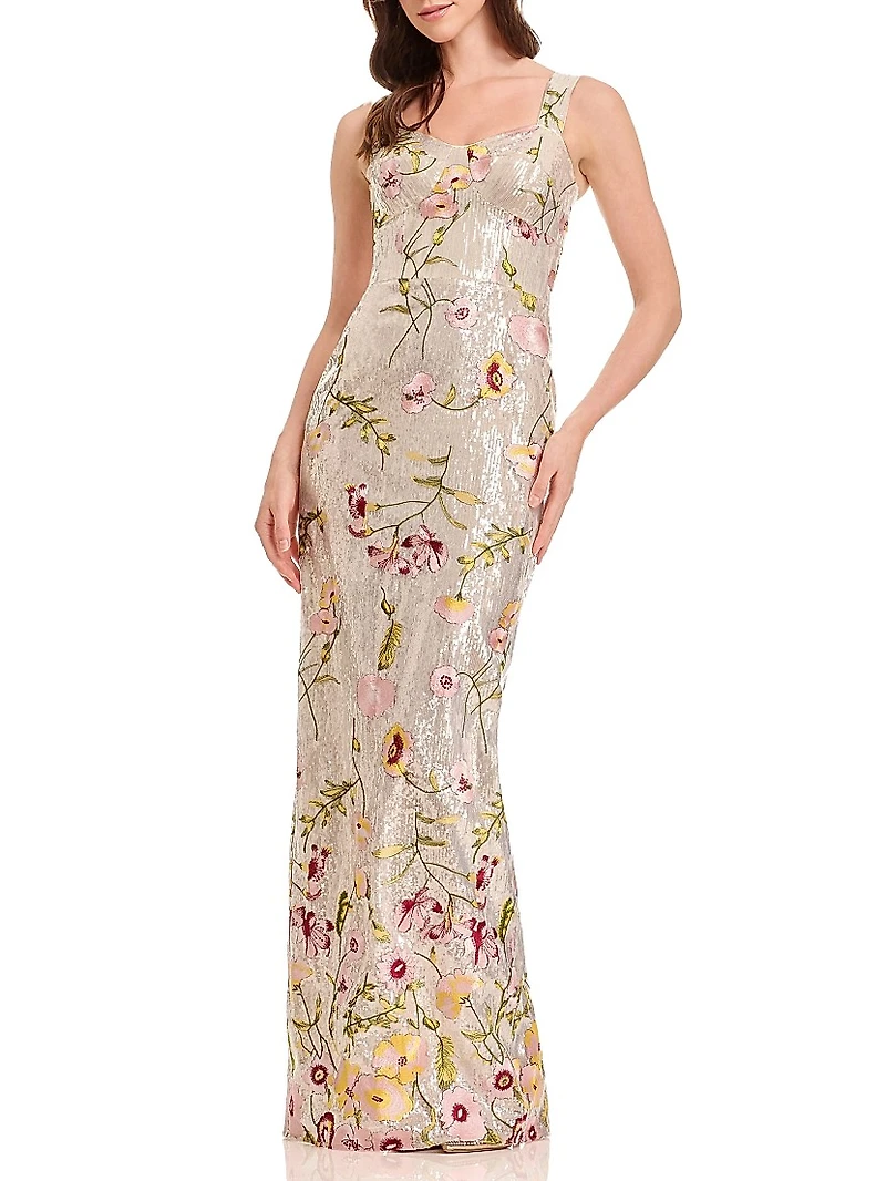 Reese Embroidered Floral Gown