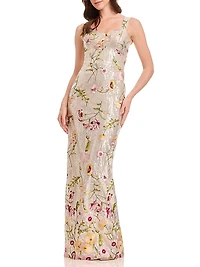 Reese Embroidered Floral Gown