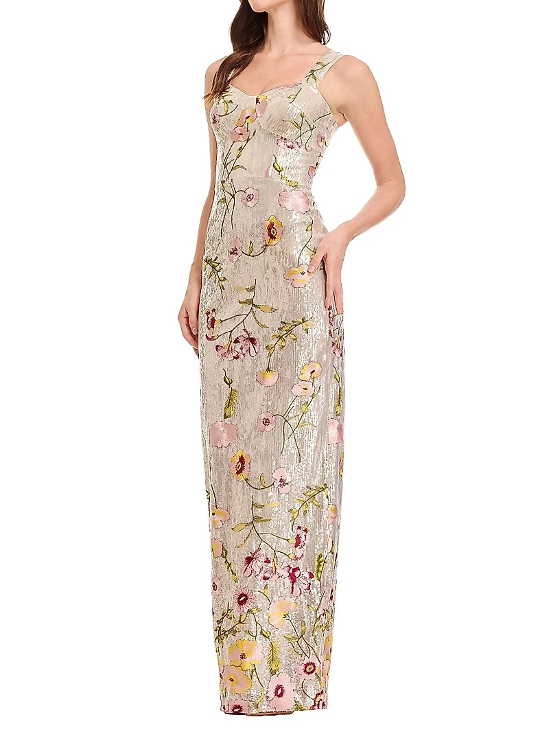Reese Embroidered Floral Gown