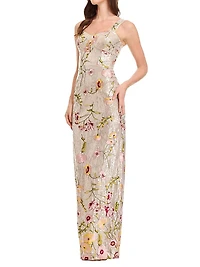 Reese Embroidered Floral Gown