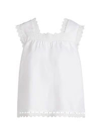 Faye Eyelet-Trim Linen Top