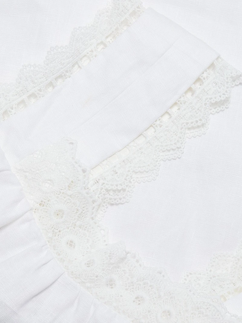 Faye Eyelet-Trim Linen Top