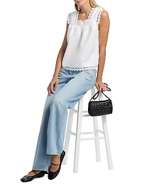 Faye Eyelet-Trim Linen Top