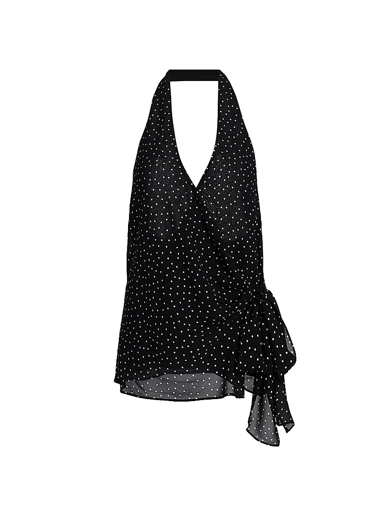 Nila Polka Dot Side-Tie Halterneck Top