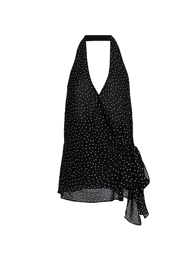 Nila Polka Dot Side-Tie Halterneck Top