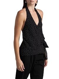 Nila Polka Dot Side-Tie Halterneck Top