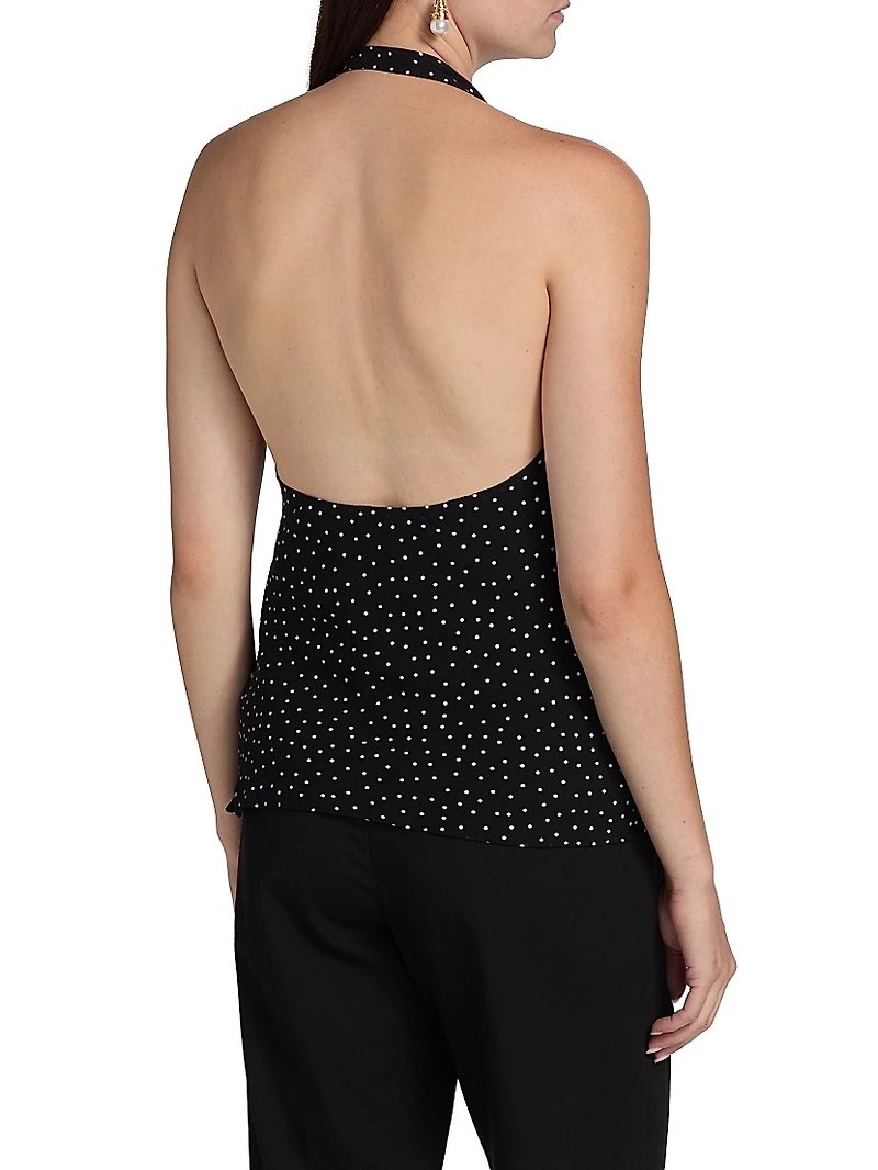 Nila Polka Dot Side-Tie Halterneck Top