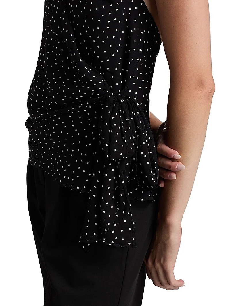 Nila Polka Dot Side-Tie Halterneck Top